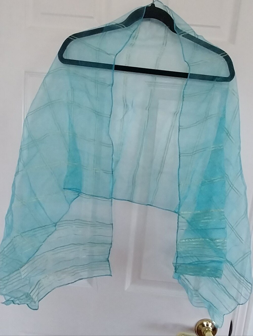 Sheer Aqua Blue Scarf Wrap - Picture 3 of 10